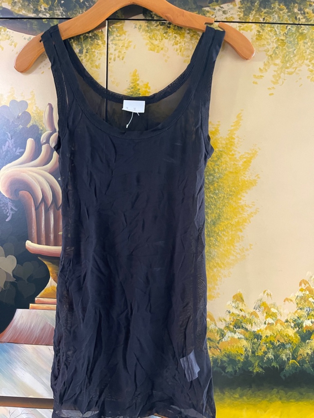 Black Sheer  Tank Top - Women's Sleeveless Shell small